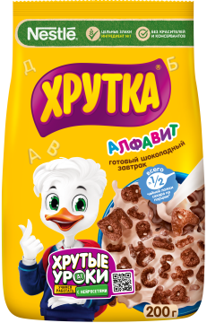 ХРУТКА® Алфавит®. Готовый шоколадный завтрак, обогащённый кальцием, пакет, 200 г