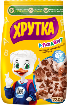 ХРУТКА® Алфавит®. Готовый шоколадный завтрак, обогащённый кальцием, пакет, 230 г