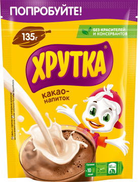 ХРУТКА®. Какао-напиток быстрорастворимый для питания детей дошкольного и школьного возраста, пакет, 135 г