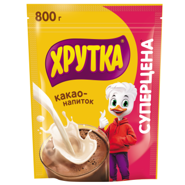 ХРУТКА®. Какао-напиток быстрорастворимый для питания детей дошкольного и школьного возраста, пакет, 800 г