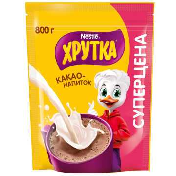 ХРУТКА®. Какао-напиток быстрорастворимый для питания детей дошкольного и школьного возраста, пакет, 800 г
