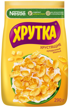 ХРУТКА®. Хлопья кукурузные хрустящие, обогащённые кальцием, пакет, 290 г