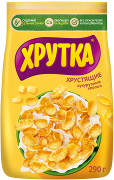 ХРУТКА®. Хлопья кукурузные хрустящие, обогащённые кальцием, пакет, 290 г