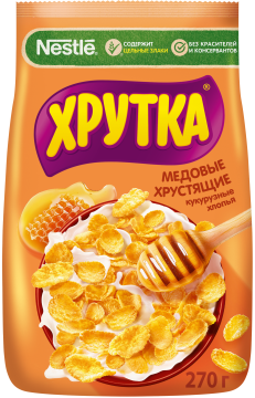 ХРУТКА®. Хлопья медовые хрустящие, обогащённые кальцием, пакет, 270 г