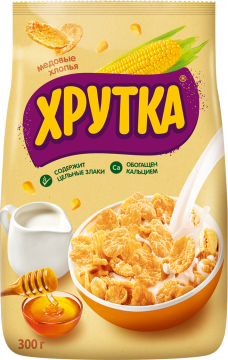 ХРУТКА®. Хлопья медовые хрустящие, обогащённые кальцием, пакет, 300 г