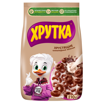 ХРУТКА®. Мультизлаковые шоколадные колечки, обогащённые кальцием, пакет, 210 г
