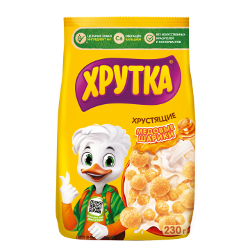 ХРУТКА®. Мультизлаковые медовые шарики, обогащённые кальцием, пакет, 230 г