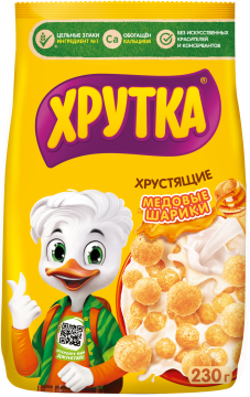 ХРУТКА®. Мультизлаковые медовые шарики, обогащённые кальцием, пакет, 230 г
