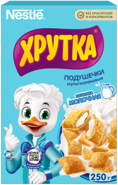 ХРУТКА®. Хрустящие мультизлаковые подушечки с молочной начинкой, обогащённые кальцием, коробка, 250 г