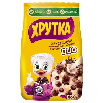 ХРУТКА® DUO. Готовый шоколадный завтрак, обогащённый кальцием, пакет, 460 г