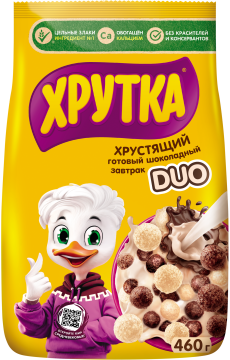 ХРУТКА® DUO. Готовый шоколадный завтрак, обогащённый кальцием, пакет, 460 г