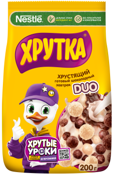 ХРУТКА® DUO. Готовый шоколадный завтрак, обогащённый кальцием, пакет, 200 г