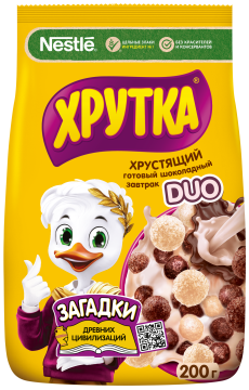 ХРУТКА® DUO. Готовый шоколадный завтрак, обогащённый кальцием, пакет, 200 г