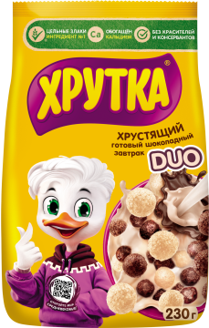 ХРУТКА® DUO. Готовый шоколадный завтрак, обогащённый кальцием, пакет, 230 г