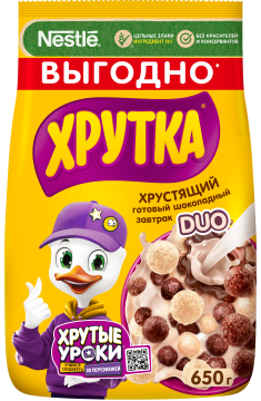 ХРУТКА® DUO. Готовый шоколадный завтрак, обогащённый кальцием, пакет, 650 г