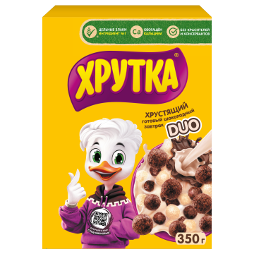 ХРУТКА® DUO. Готовый шоколадный завтрак, обогащённый кальцием, коробка, 350 г