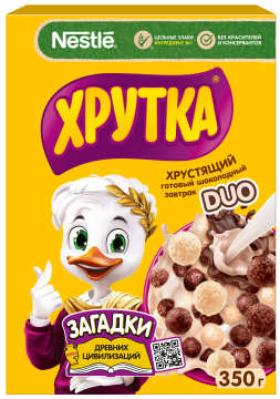 ХРУТКА® DUO. Готовый шоколадный завтрак, обогащённый кальцием, коробка, 350 г