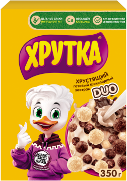 ХРУТКА® DUO. Готовый шоколадный завтрак, обогащённый кальцием, коробка, 350 г