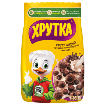 ХРУТКА®. Готовый шоколадный завтрак, обогащённый кальцием, пакет, 230 г